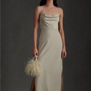 BHLDN Green Sleeveless Spaghetti Strap Gown